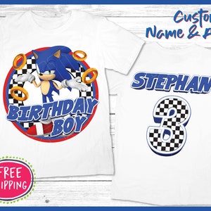 Sonic Birthday Boy Shirt - Personalisiertes Sonic Boy Birthday T-Shirt, Sonic Birthday Outfit, Kinder Geburtstag Shirt