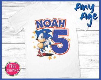 Sonic Birthday Boy Shirt - Personalized Sonic Birthday T-Shirt, Sonic Birthday Outfit