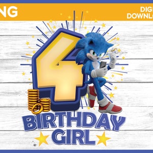 Sonic Birthday Girl Age 4 png image - digital download YOU PRINT