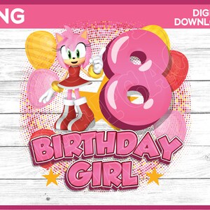 Sonic Birthday Girl png age 8 - Amy Rose Birthday girl shirt image - Personalize