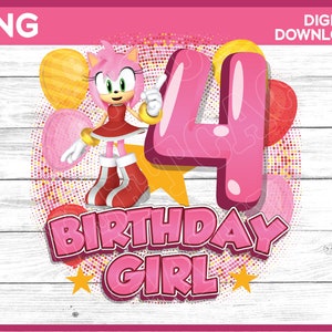 Sonic Birthday Girl png age 4 - Amy Rose Birthday girl shirt image - Personalize