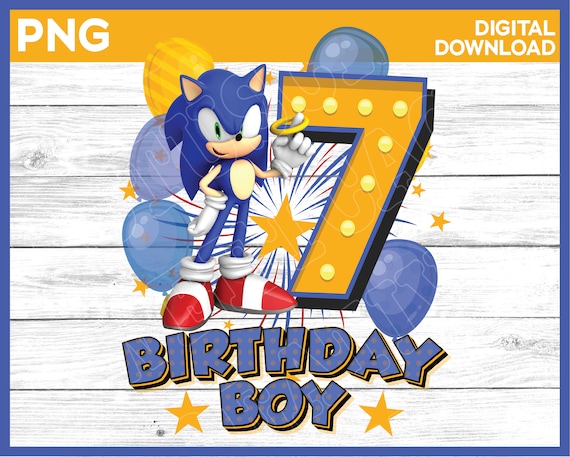 Printable Sonic the Hedgehog 7th Birthday Cake (Instant Download