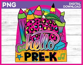 Hello Pre-K Grade Shirt Image - Pre-K png for girl - Pre-K Grade Design hot pink