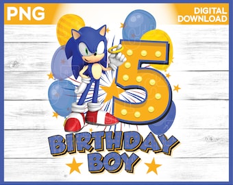 Sonic Birthday Boy Age 5 png image - digital download YOU PRINT
