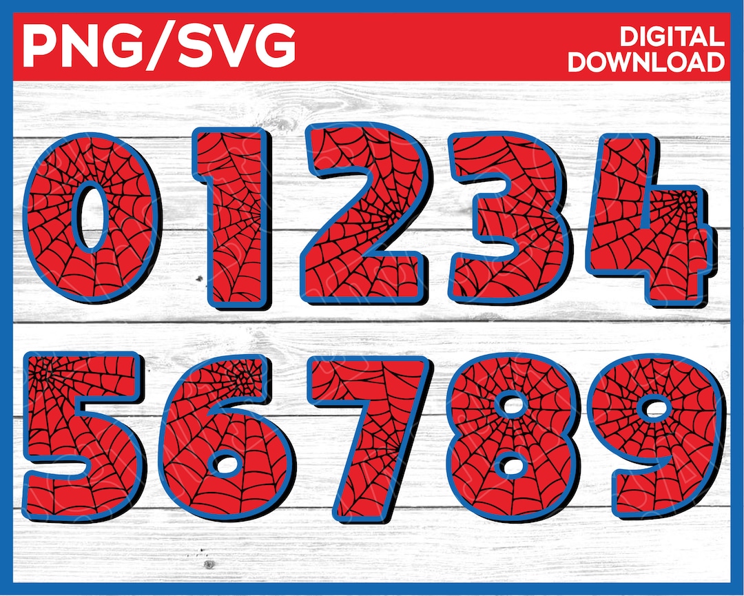 Spider Web Numbers Svg, Number Clipart, Layered Svg Numbers, Spider Web ...
