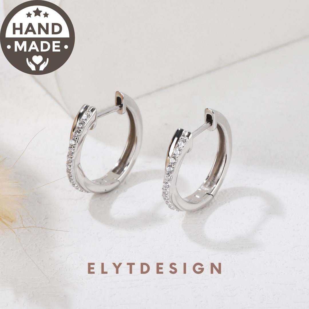 Diamond CZ Hoop Earrings, 925 Sterling Silver Huggie Hoop Earrings, Minimalist Earrings, Dainty Round CZ Hoop Earrings, Christmas Gift - Etsy Diamond CZ Hoop Earrings, 925 Sterling Silver Huggie Hoop Earrings, Minimalist Earrings, Dainty Round CZ Hoop Earrings, Christmas Gift - Etsy