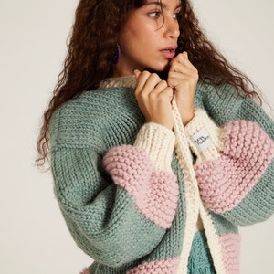 Green Wool Coat, Colorful Cardigan for Women, Warm Sweater for Women, Oversized Sweater, Fall apparel