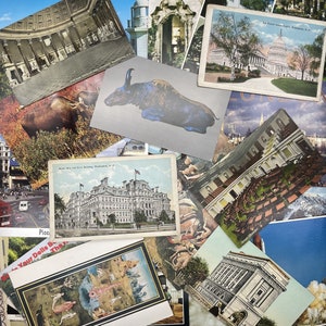 50 Vintage & Antique Postcards - Random Assortment of USA, International, Landmarks, Vacations, Foreign - 1900s-1990s! Collages and Crafts