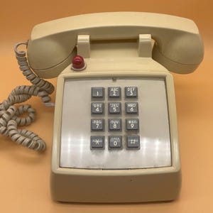 Vintage Push Button ITT Telephone - Beige/Ash, Not Rotary, Model 250044, Collector&#39;s Item, Dual Lines with Red Hold Button