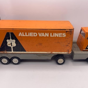 Vintage TONKA Allied Van Lines Pressed Steel Semi Truck Tractor Trailer Condition! Vehicle Toy Retro