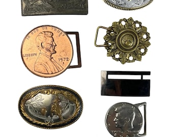 Vintage 1970s / 1980s Selection of Large Belt Buckles - Western / Coors Brewing / Bucking Bronco / Bull / Brass / Gemstones - Christmas Gift