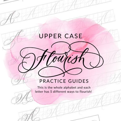 Flourish Capital Letters Alphabet Calligraphy Worksheets. Brush Lettering Worksheets