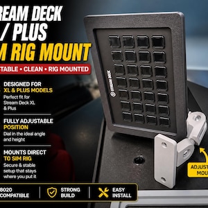 以下が含まれることがあります： 調整可能な機能を備えた黒いStream Deck XL/Plus Sim Rigマウント。このマウントはXL & Plusモデル用に設計されており、位置を完全に調整できます。8020互換で、簡単にインストールできます。
