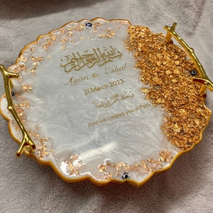 Resin Engagement/ Nikkah Tray, Resin Wedding Plaques, Handmade Resin  Tray