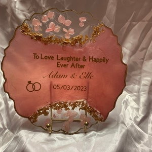 Dried Flowers Resin Wedding Plaques, Wedding Platter , Wedding