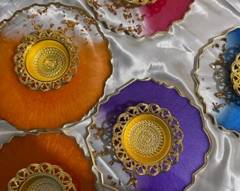 Resin Mehndi Plates, Resin Plates, ResinMehndi Tray, Mehndi Coasters, Mehndi Plates