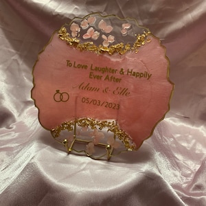 Dried Flowers Resin Wedding Plaques, Wedding Platter , Wedding