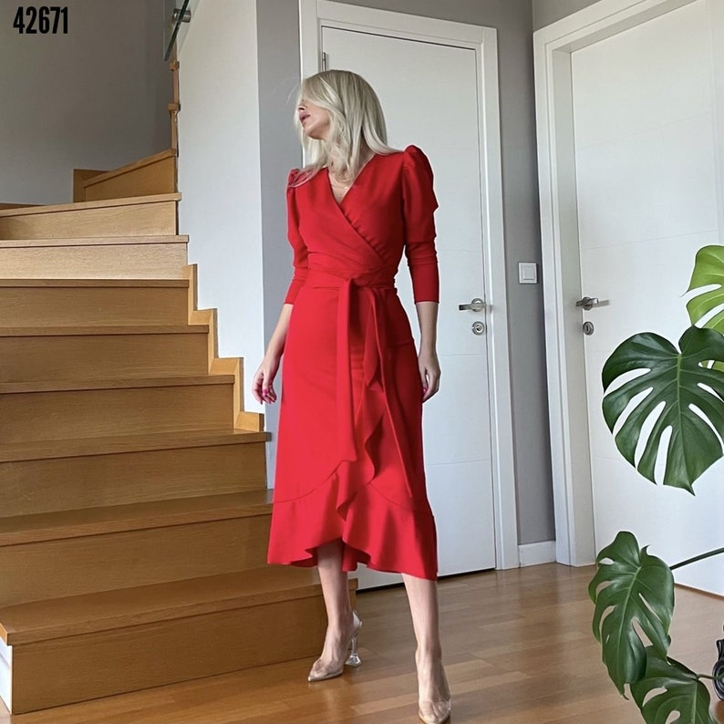 Red Tie Christmas Dress  (4-PIECE SET）KF82463