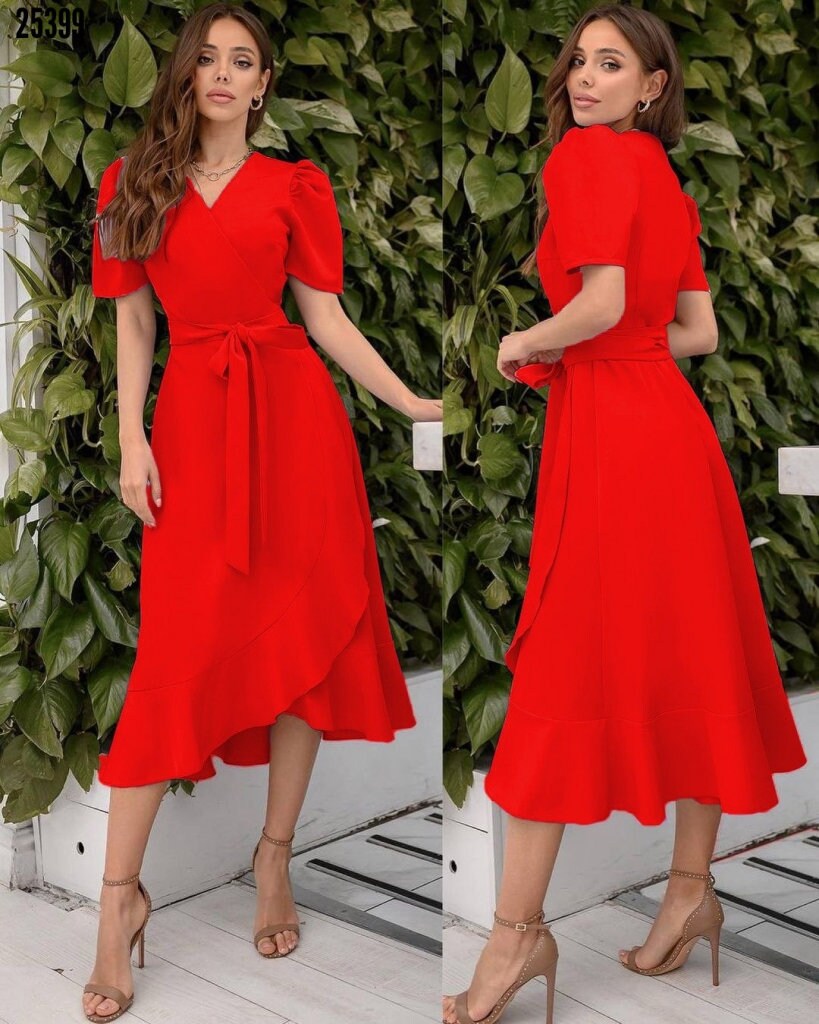 Red Midi Dress,long Sleeve Red Dress,vintage Dress,custom Made | Red long  sleeve dress, Red dress, Red long sleeve midi dress