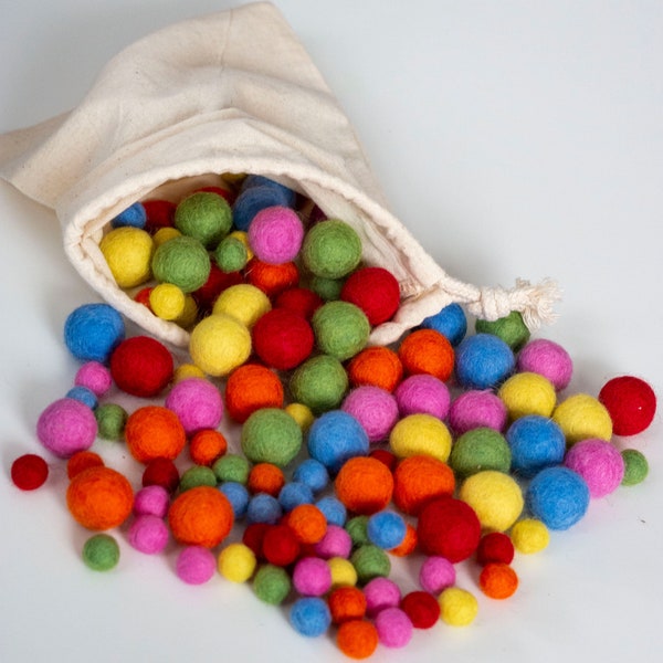 Filzkugeln Montessori Lernmaterial, Filzkugeln Pompons, Waldorf Filz, Filzbälle, Filzkugeln Set, Filz Pompom, Waldorf Material, Filzperlen