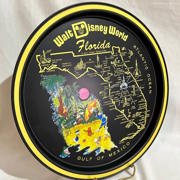 Vintage 1970’s Walt Disney World Florida Souvenir Metal Tray