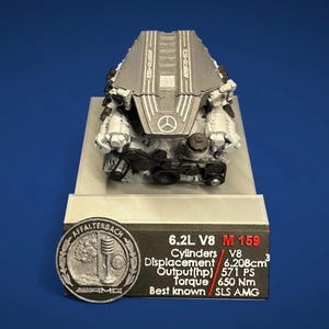 AMG M 159 6.2 V8 Engine with Stand (Affalterbach AMG Logo and Technical Data Plate)
