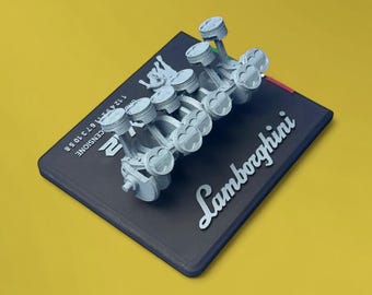 Lamborghini V12 Motor Modell: 3D Gedruckt Supersportwagen Schreibtisch Dekoration