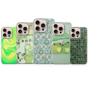Cute Frogs Phone Case Green Cover for iPhone 17 Pro Max, 16e, 15, 14, 13 & Samsung S26 Ultra, S25 FE, A57, A56, Pixel 10, 9A