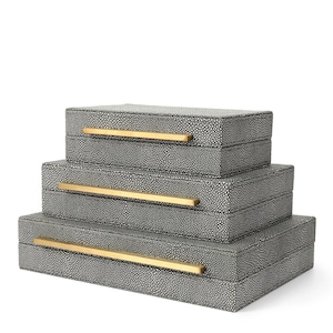 Faux grey shagreen pack of 3 pcs decoration boxes desk organizer jewelry boxes for both men and women