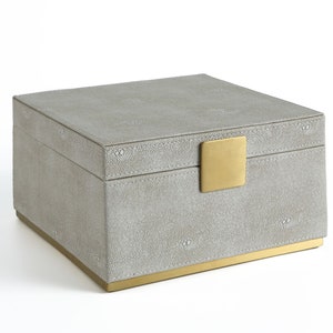 Ivoor imitatie shagreen leren vierkante dressoirorganizer, bureau-organizer, opbergdoos, sieradendoos voor dames- en herenaccessoire, make-updoos