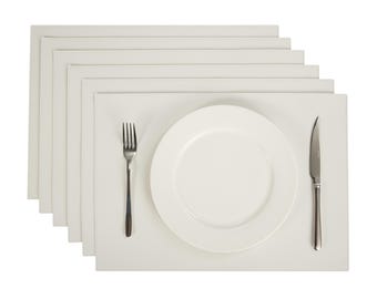 Juego de 6 manteles individuales de piel sintética gris de 45 x 31,7 cm, resistentes al agua, al calor y a las manchas.