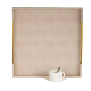 Extra Large Square Ivory Shagreen  Ottoman Tray for Living Room Faux Leather Decorative Serving Tray for Coffee Table