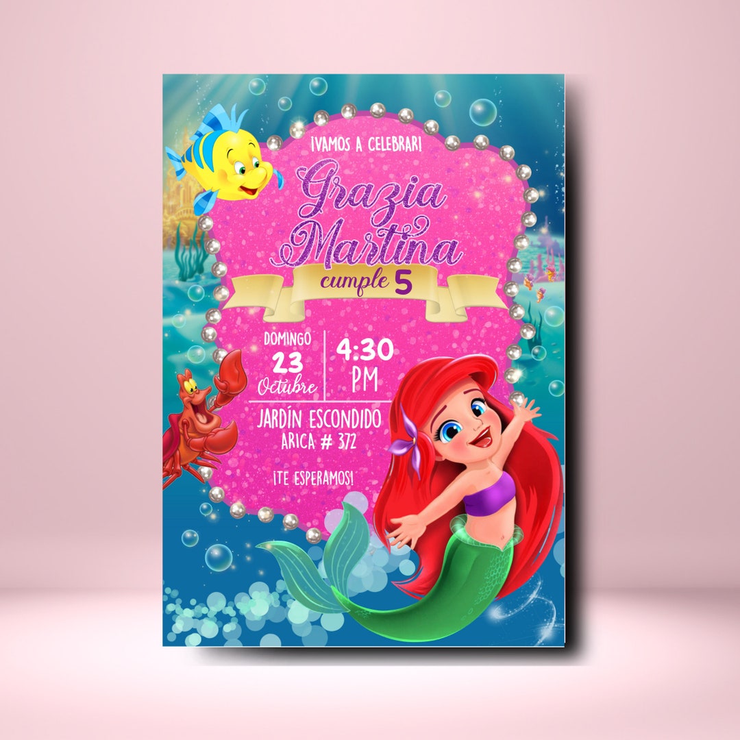The Mermaid Birthday Invitation Card, Editable and Modifiable the