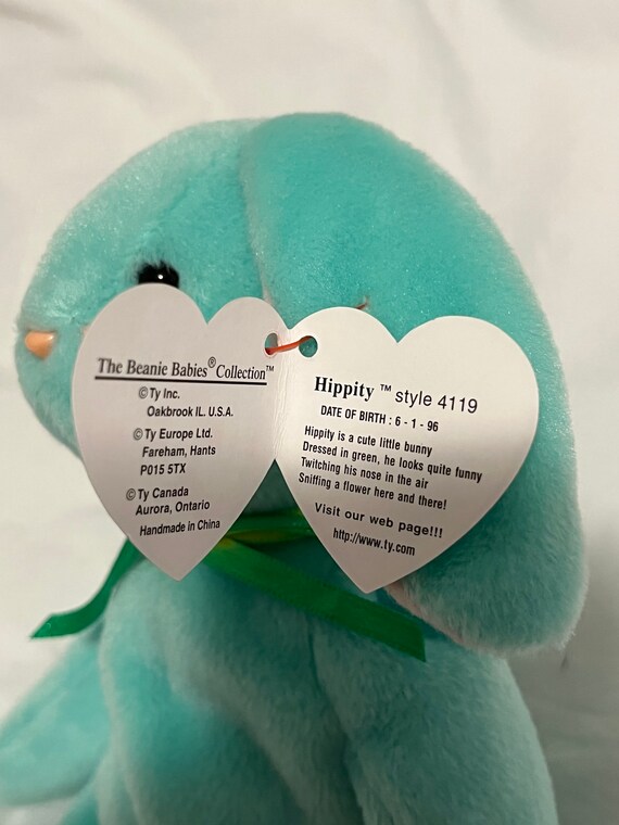 EXTREMELY RARE 3 1996 Bunnies TY Beanie Babies Floppity Hippity Hoppity Retired Mint Condition Etsy