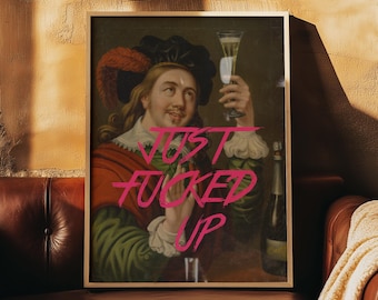 Pintura renacentista divertida, impresión de arte ecléctico de altar, retrato, pintura renacentista, arte mural ecléctico, arte mural imprimible, descarga digital