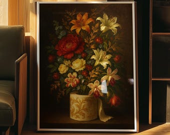 Toilet Papier Maximalist Eclectic Wall Art, Boquet Dark Floral Art, Moody Floral Printable Wall Art, Dark Botanical Downloadable Altered Art