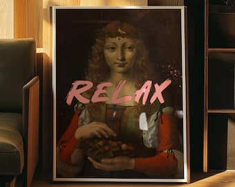 Impresión de arte ecléctico alterado, retrato de pintura renacentista, arte mural ecléctico, arte imprimible, descarga digital, arte clásico alterado imprimible