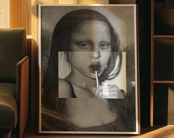 Altered Art Print, Altered Vintage Art, Altered Portrait Art, Altered Renaissance Art, Mona Lisa, Mona Lisa print, Funny Renaissance Print