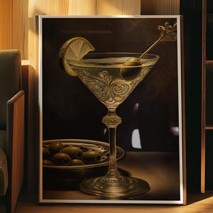 Martini Print, Altered Art Print, Renaissance Art, Baroque Painting, Vintage Oil Painting, Eclectic Gallery Wall, Maximalist Decor, Digital