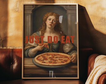 Just Do Eat, Maximalist Wall Art, Maximalist Art Print, Maximalist Print, Eclectic Wall Art, Colorful Quirky Art Digital Decor for Apartment
