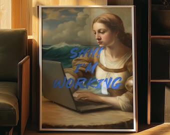 Impresión de arte alterado, arte renacentista, pintura barroca, pintura al óleo vintage, retrato de mujer, pared de galería ecléctica, decoración maximalista, digital