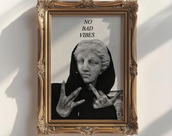 Decoración de pared ecléctica imprimible con el dedo medio, arte mural vintage alterado, pintura renacentista de Hypebeast, impresión vintage, arte mural de Hypebeast