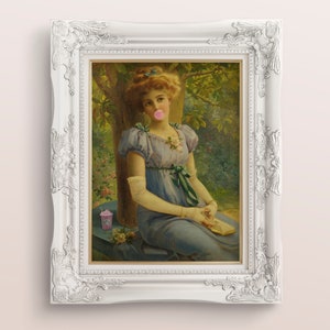 Kaugummi Portrait | Veränderte Kunstdruck Galerie Wand Dekor | Bubblegum Druck | Modernes Eklektisches Großes Poster Druck | Maximalist Poster