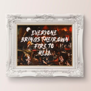 Hell Depiction Alter Renaissance Art, Altered Art Wall Print, Unique Wall Art, Modern Eclectic, Sassy Wall Art, Preppy Wall Art, Quote Art