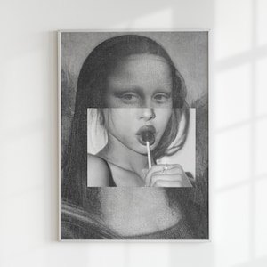 Altered Art Print, Altered Vintage Art, Altered Portrait Art, Altered Renaissance Art, Mona Lisa, Mona Lisa print, Funny Renaissance Print