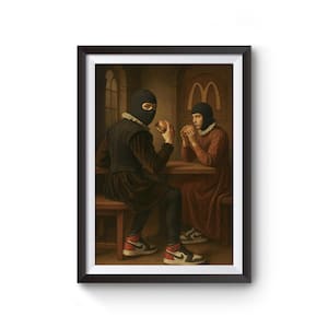 Impressionismo Engraçado, Pintura a Óleo Irônica, Arte Engraçada Alterada, Decor Parede Eclética, Cultura Pop Art Renascimento, Maximalista
