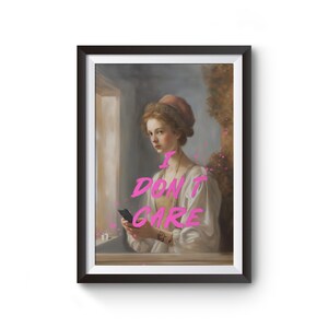 Dont Care Quote Print Eclectic Wall Art, Vintage Poster, Altered Renaissance Painting, Funny Gift, Beauty lover Funny Renaissance Painting