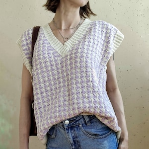 Crochet vest pattern PDF Download, Modern crochet vest pattern, V-neck vest crochet pattern, Easy crochet vest pattern image 1