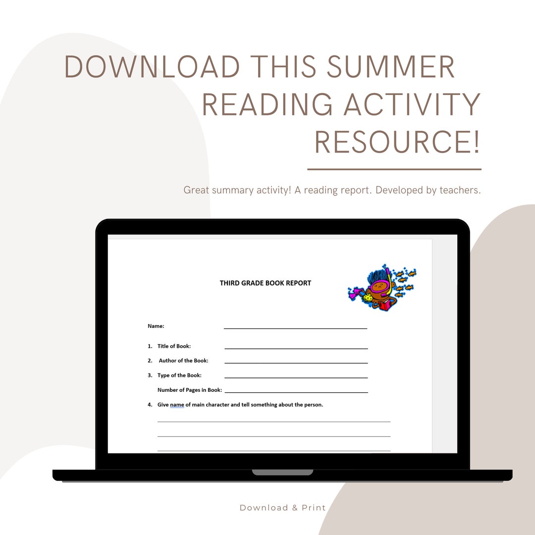Elementary School Sumer Book Report Template Etsy