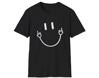 Smiley Face Giving The Finger T-Shirt | Edgy Minimalist Graphic Tee